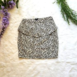 White and Black Leopard Print Mini Skirt